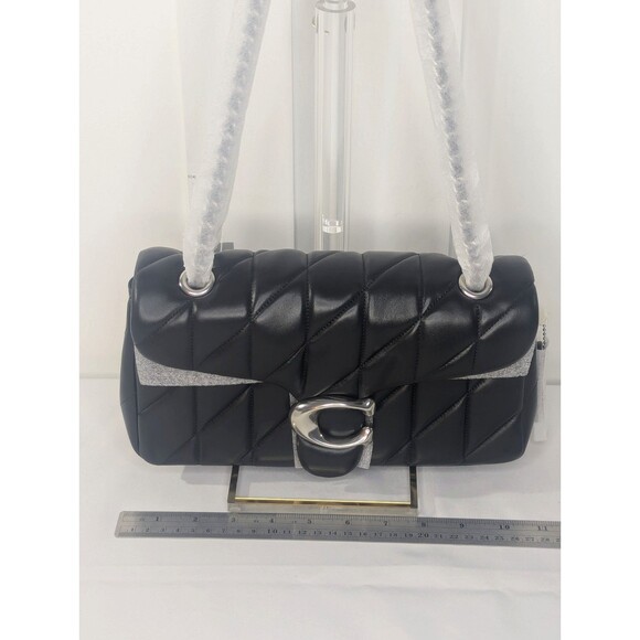 Coach Quilted Tabby Shoulder Bag 26  - Black & Silver, Chain Strap, Brand New - Picture 3 of 11